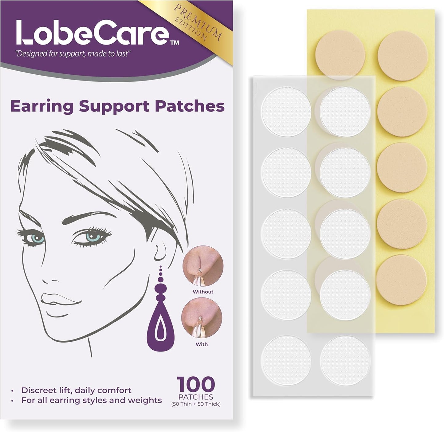 Premium Earlobe Support Patches ||  Pack Of 100