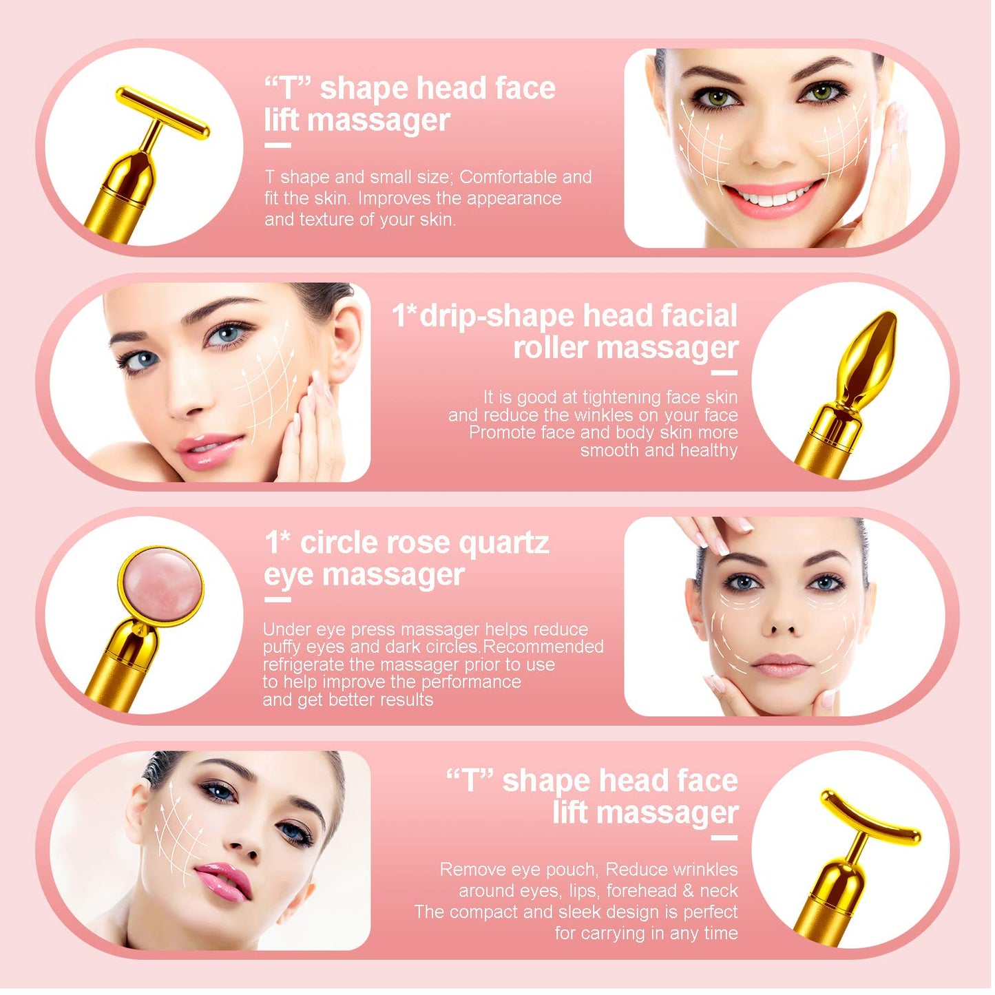 24K Gold Energy Beauty Bar Electric Facial Massage Roller