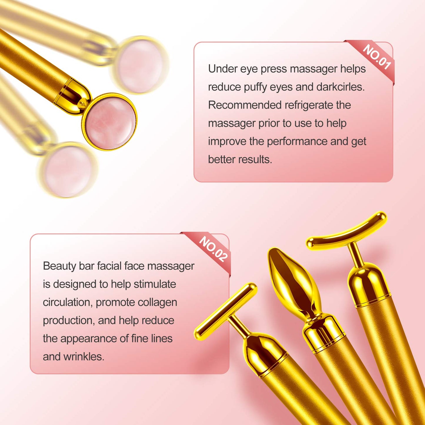 24K Gold Energy Beauty Bar Electric Facial Massage Roller